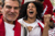 Football fan cheering at a stadium