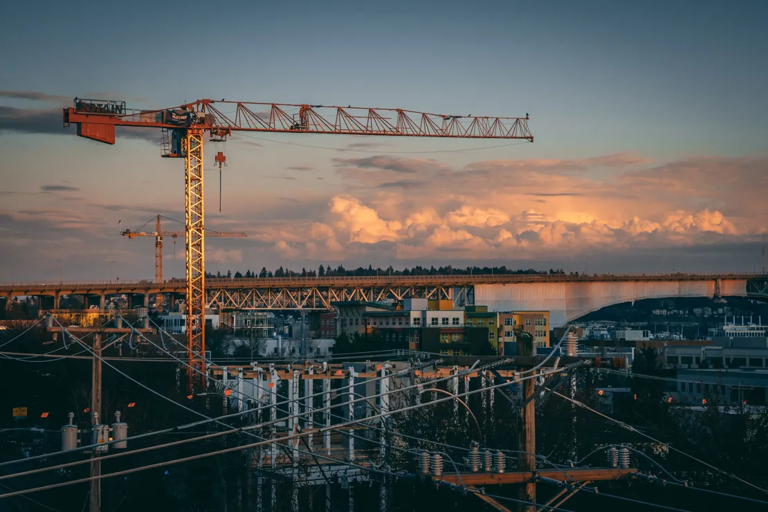 Beautiful View Construction Site City Sunset