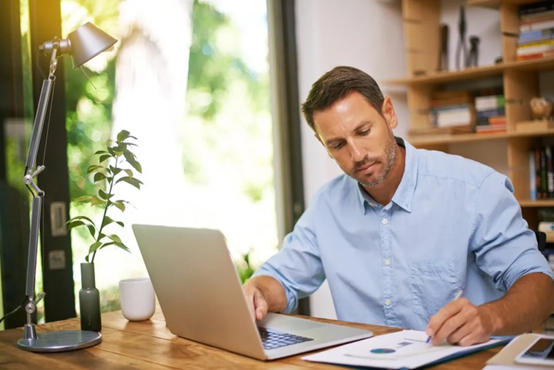 Business Man Working From Home Office